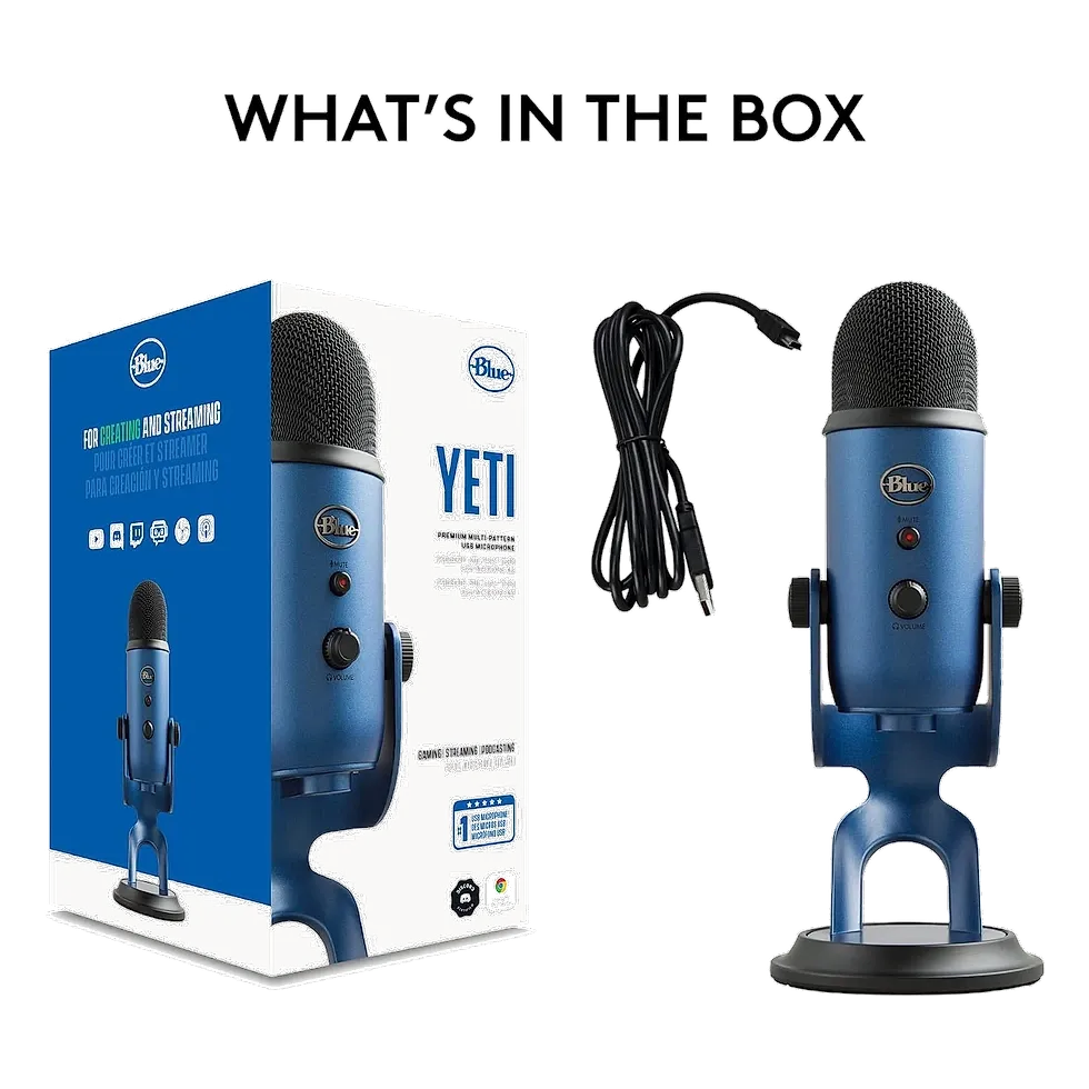 Logitech Blue Yeti — microfone USB condensador multi-padrão para podcast e stream