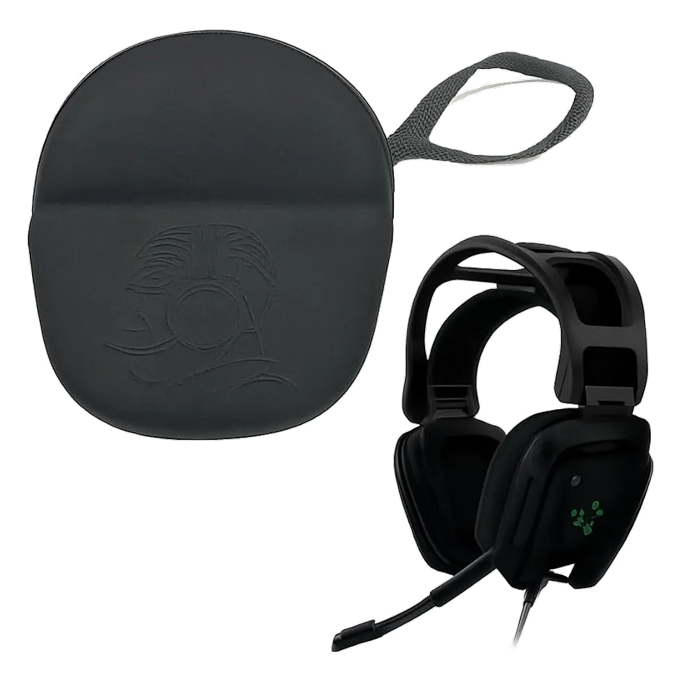 Case protetor preto em nylon 600 semirrígido com zíper duplo reforçado para headset gamer