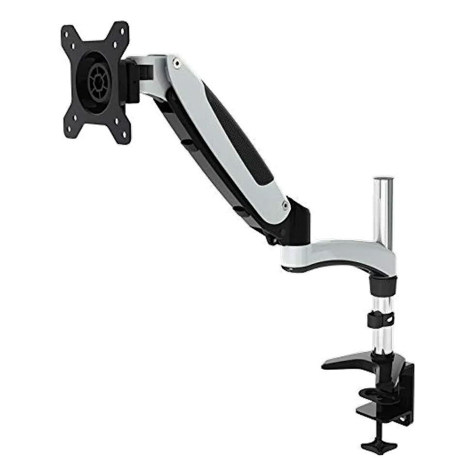 Hydra1HD braço articulado prata e preto com pistão a gás para monitor de até 48 polegadas