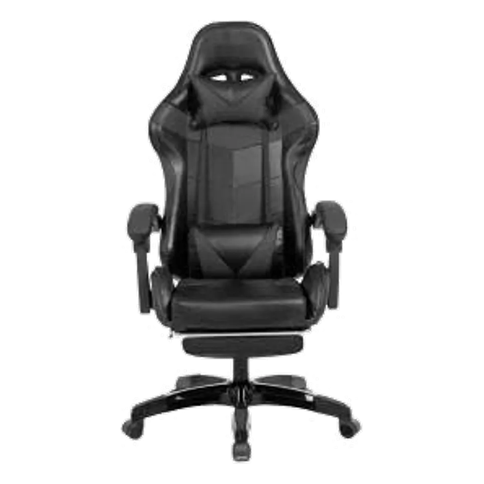Fortt Xiamen CGF022-P cadeira gamer preta com encosto reclinável e almofadas lombar e pescoço