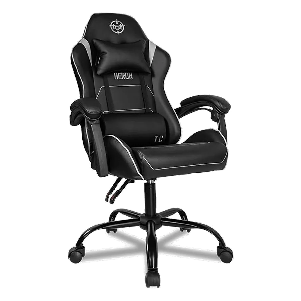 TGT Heron TC cadeira gamer preta e cinza com espuma moldada assento e pistão classe 4