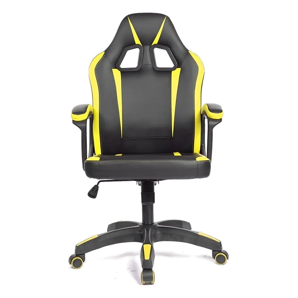 Fortt Lípsia CGF002 cadeira gamer preta com detalhes amarelos em couro PU e almofadas inclusas