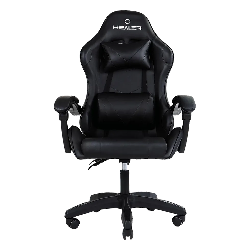 Healer Wells cadeira gamer preta reclinável até 145 graus com almofadas cervical e lombar