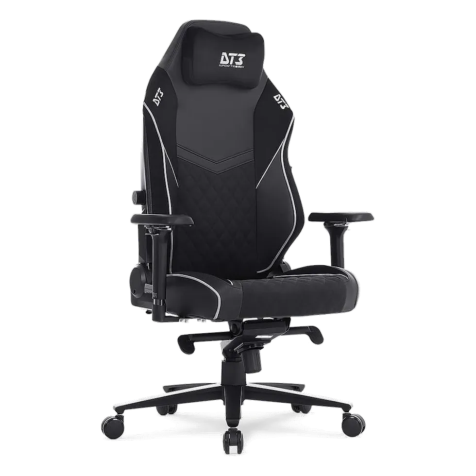 DT3 N10 XL Squad cadeira gamer tamanho XL em tecido e PU preta com almofada magnética e lombar integrado