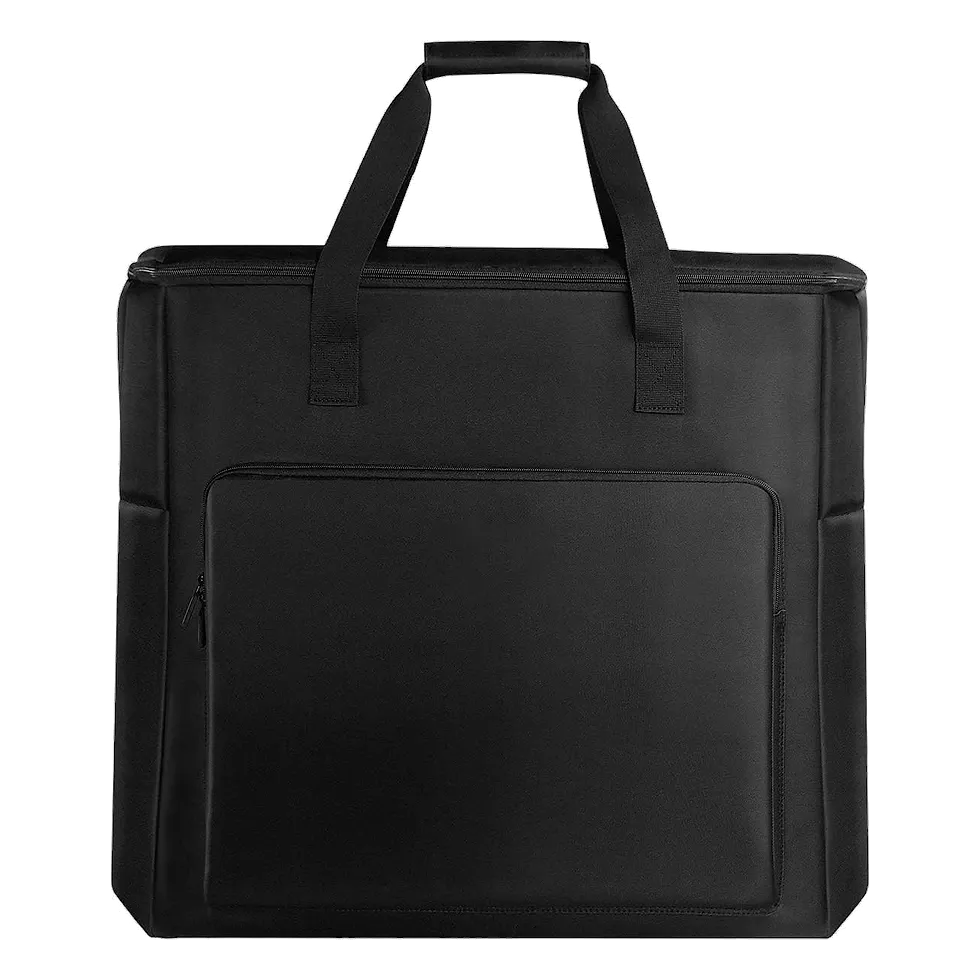 Bolsa Buwico preta com alças reforçadas e bolso frontal para transportar torre de PC