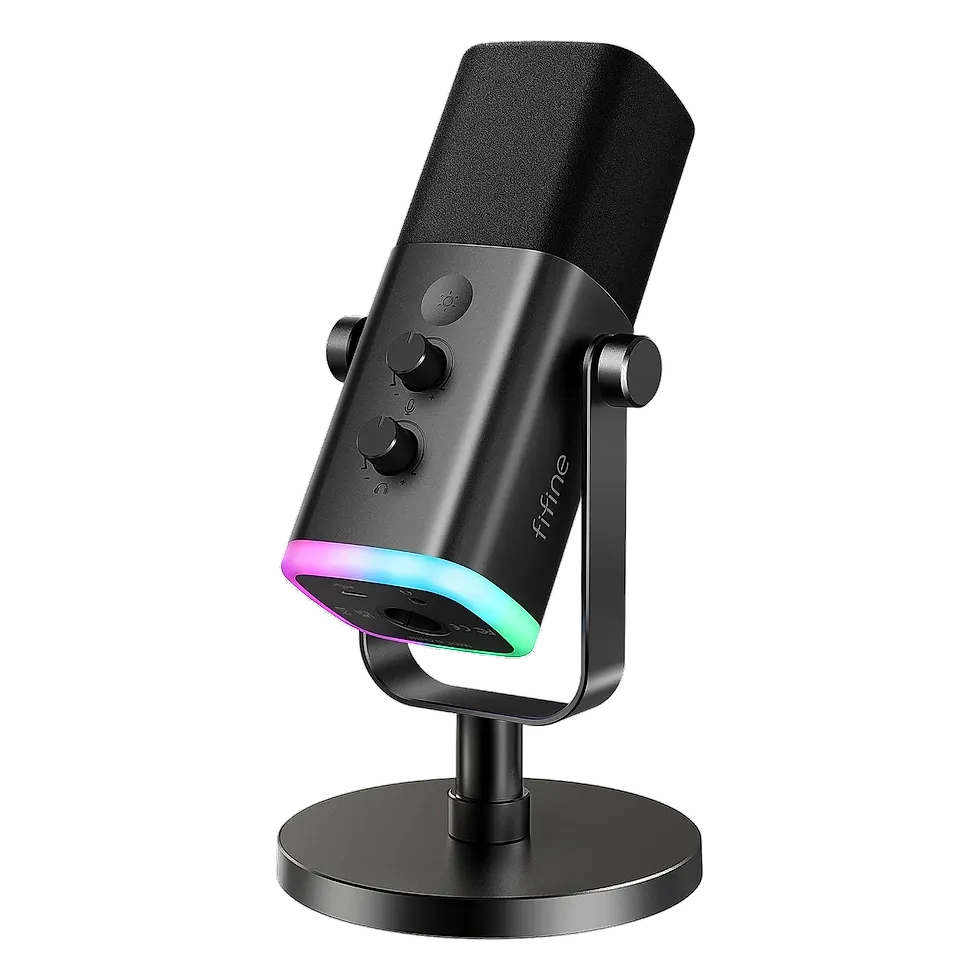 FIFINE AmpliGame AM8 microfone dinâmico USB e XLR com tap-to-mute e RGB