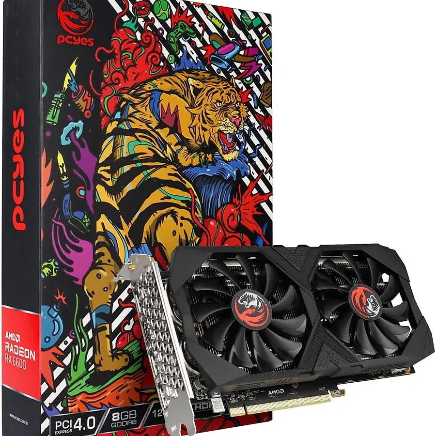 Placa de vídeo PCYES AMD Radeon RX 6600 8GB GDDR6 Graffiti Series com cooler duplo