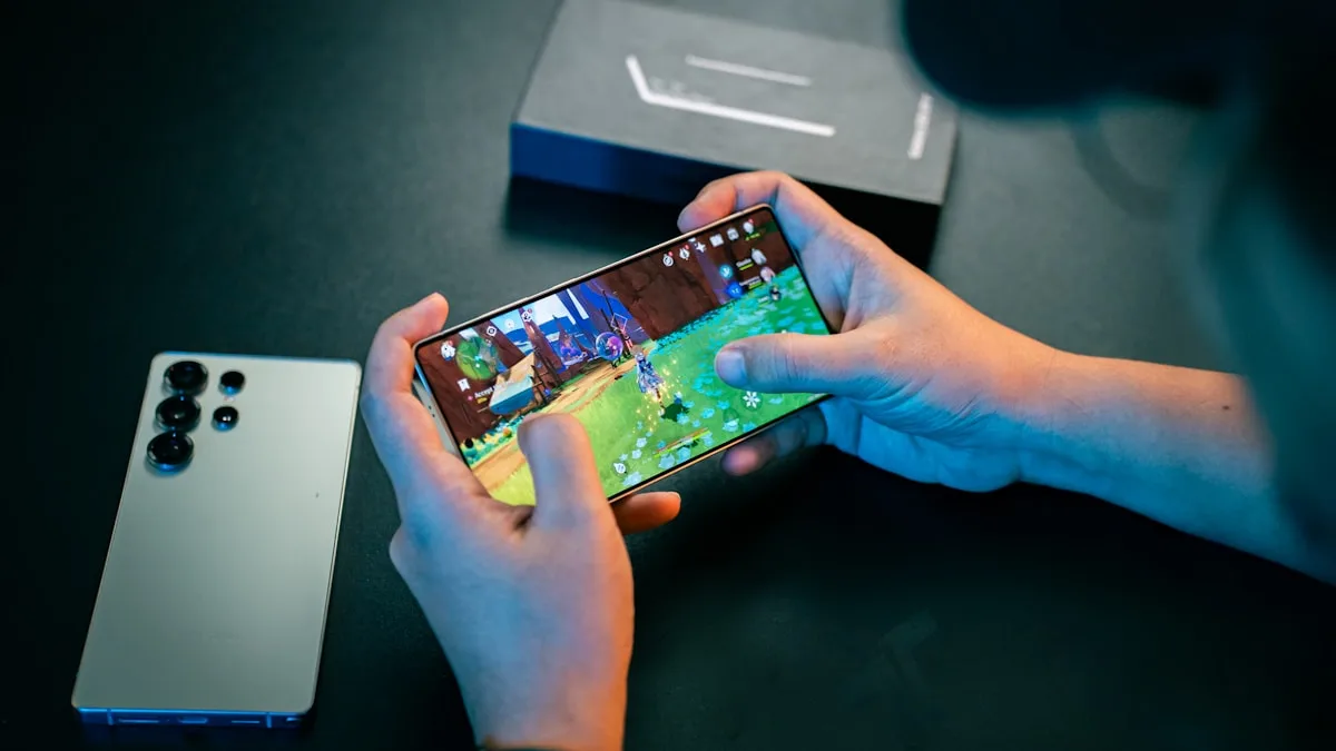 Monitor de temperatura de celular Android mostrando 42°C no chip durante partida de Call of Duty Mobile