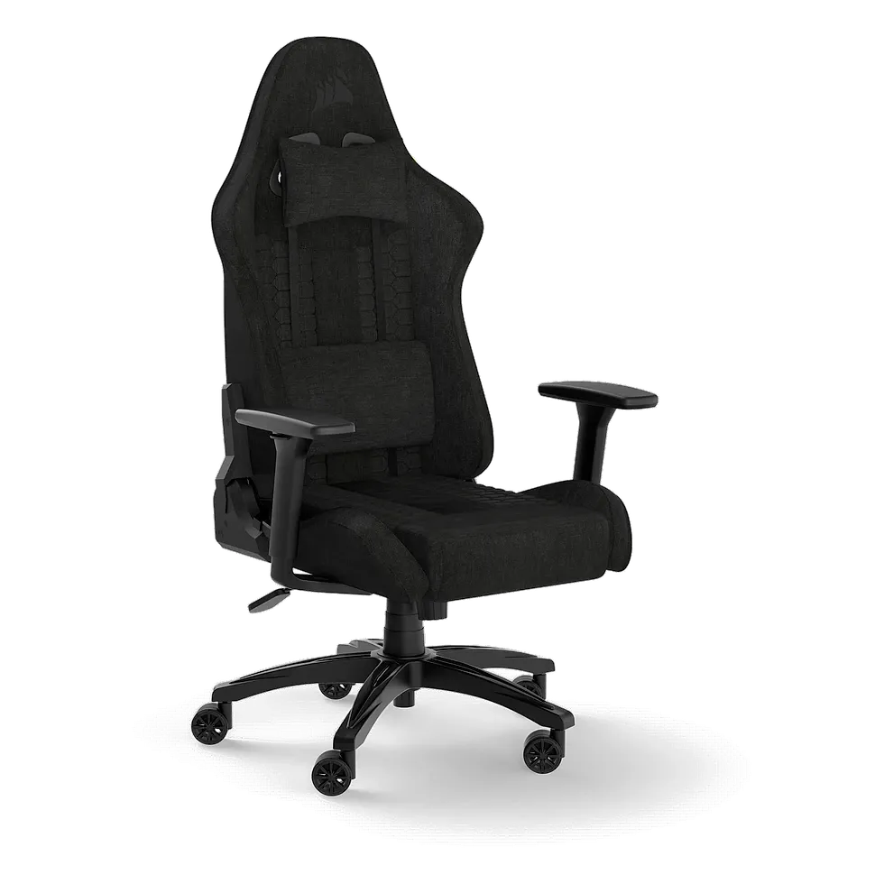 Corsair TC100 Relaxed Fabric cadeira gamer tecido preta com almofadas lombar e cervical incluídas
