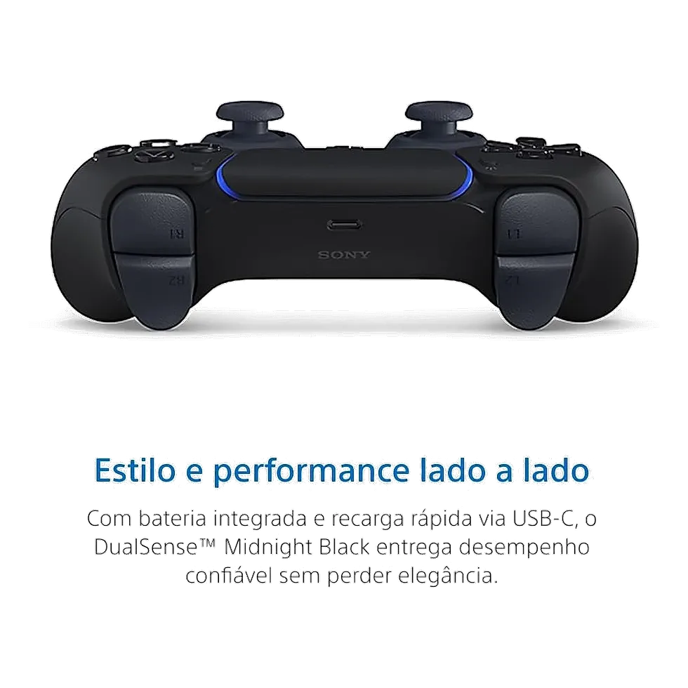 Sony DualSense Midnight Black — controle sem fio PS5 compatível com PC via USB-C e Bluetooth