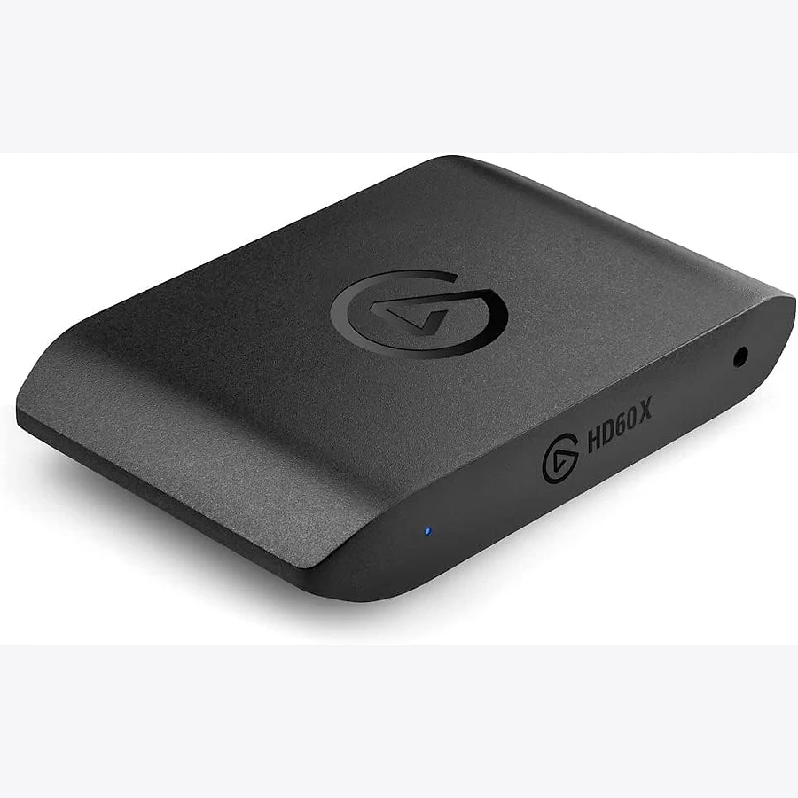 Elgato HD60 X placa de captura externa em preto com conector USB-C e porta HDMI
