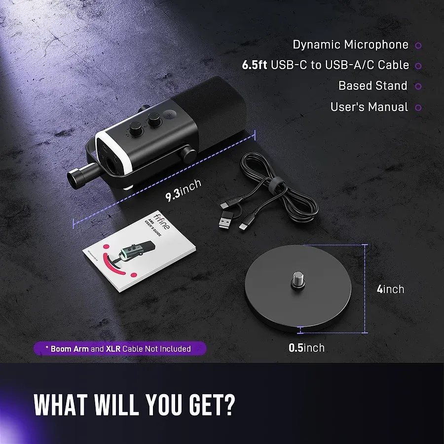 FIFINE AM8T microfone USB e XLR com braço articulado incluso e botão tap-to-mute RGB