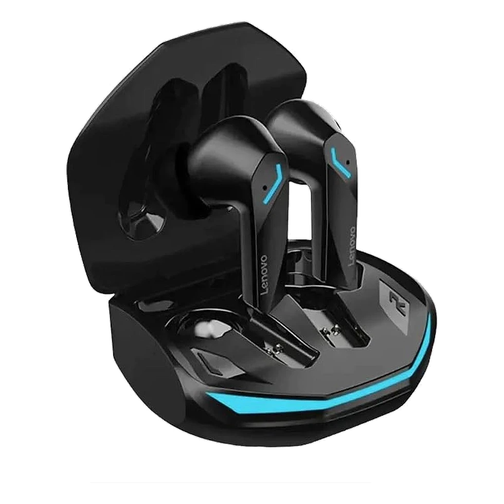 Lenovo GM2 Pro TWS preto com estojo de recarga e design intra-auricular gamer