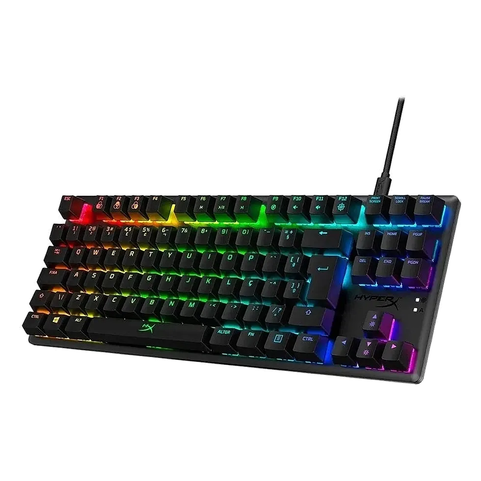 Teclado mecânico HyperX Alloy Origins Core TKL preto com corpo de alumínio e RGB