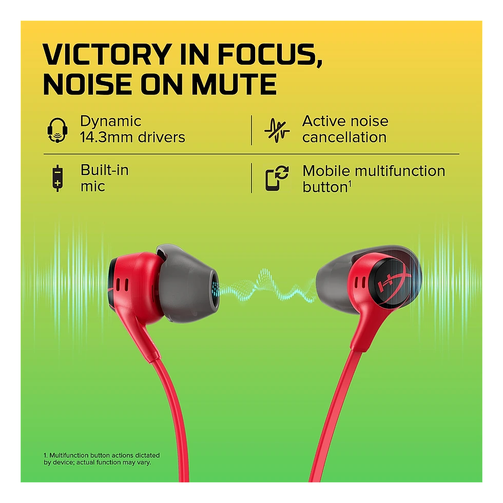 HyperX Cloud Earbuds II com fio, microfone integrado e plugue de 3,5 mm
