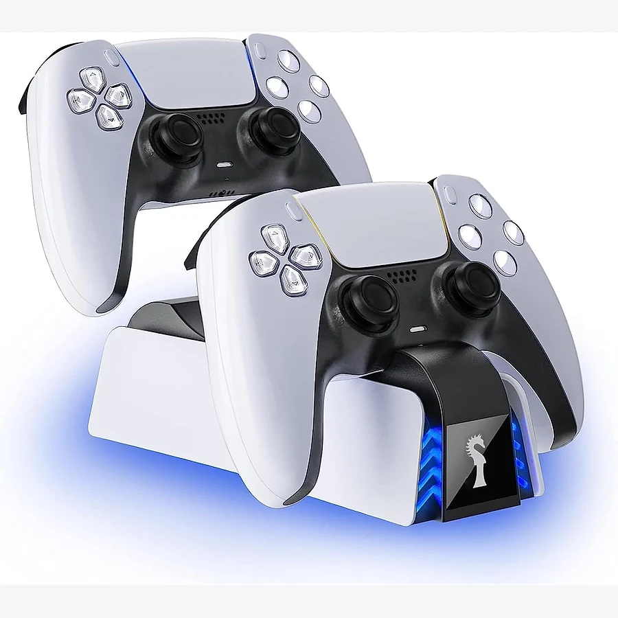 Carregador rápido duplo para dois controles DualSense do PS5 com LED de status