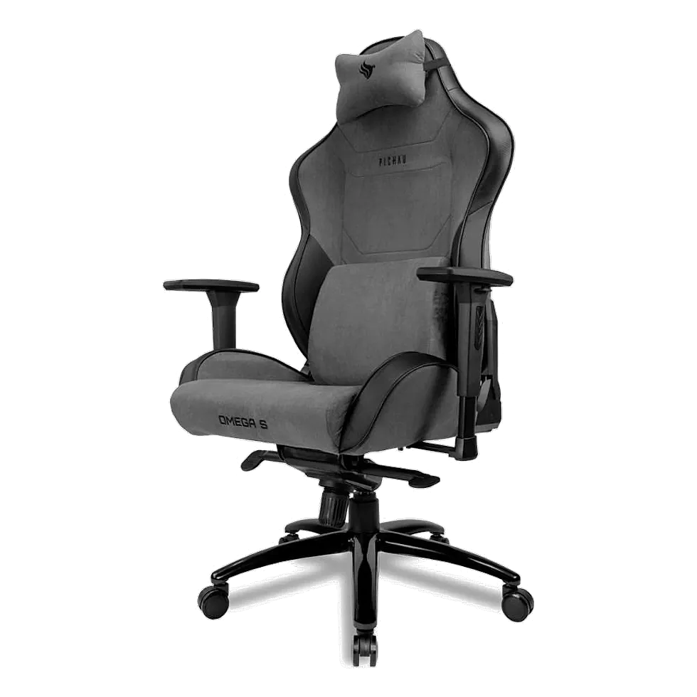 Pichau Omega S cadeira gamer preta com espuma moldada em cura fria, braço 3D e pistão classe 4