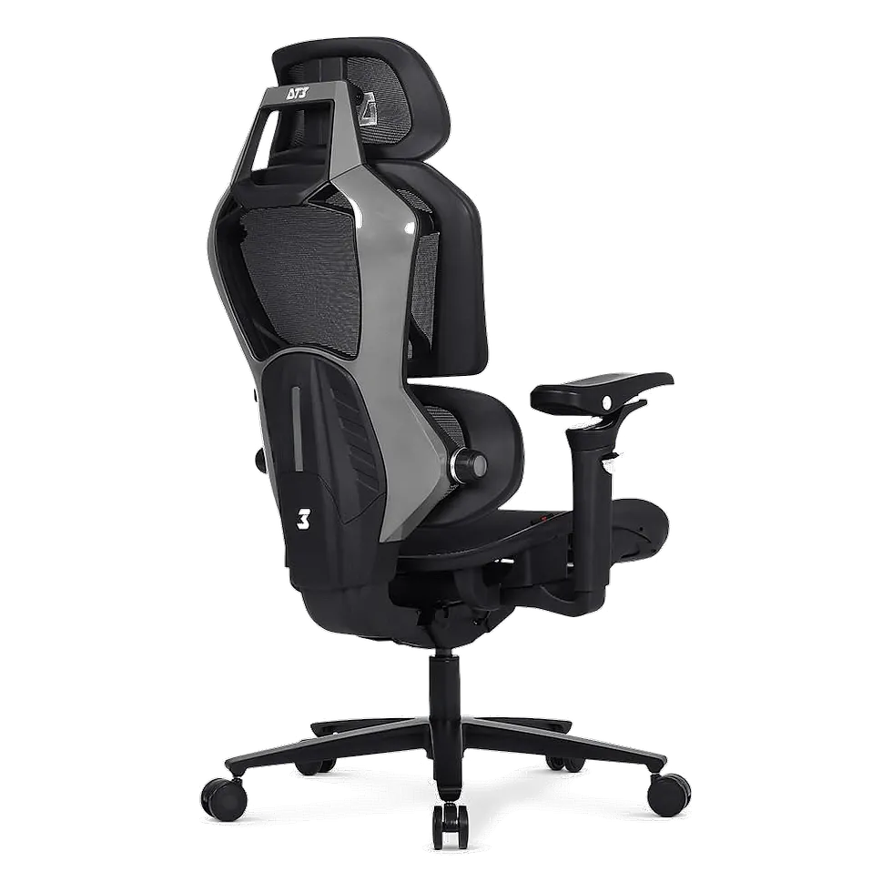DT3 Chrono cadeira ergonômica gamer cinza em mesh Vintex-C com braço 5D e lombar AWS ajustável