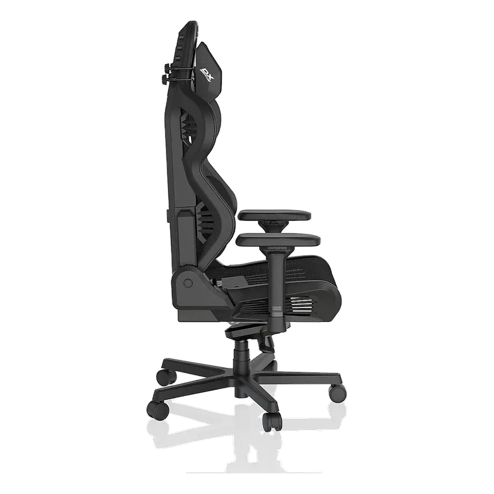 DXRacer AIR cadeira gamer preta em mesh respirável com base de alumínio e apoio lombar integrado