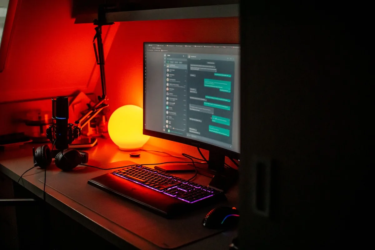 Como escolher a ThunderX3 certa Gamer em cadeira ergonômica ThunderX3 com setup iluminado e monitor em modo de jogo