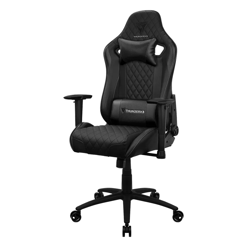 ThunderX3 TGC12 EVO cadeira gamer preta com couro premium costura dupla e pistão classe 4