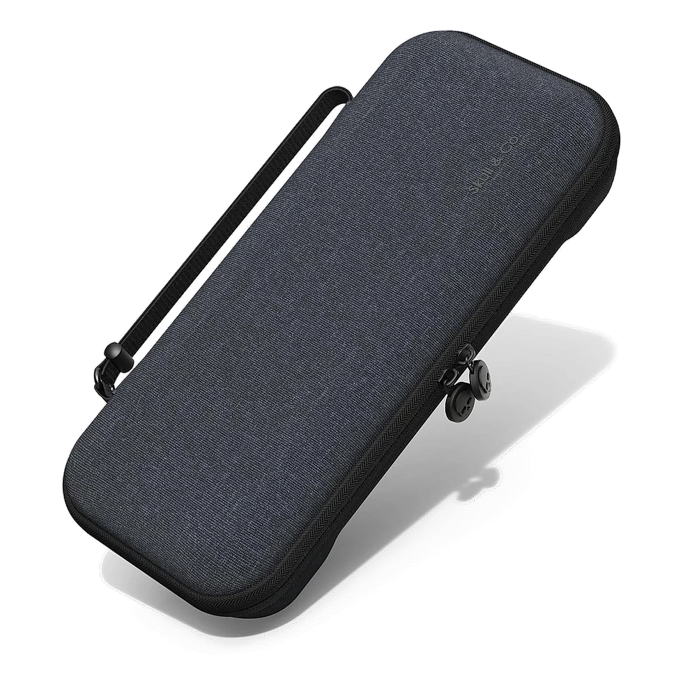 Case slim cinza-escuro da Skull & Co. com alça de mão e fecho de zíper duplo