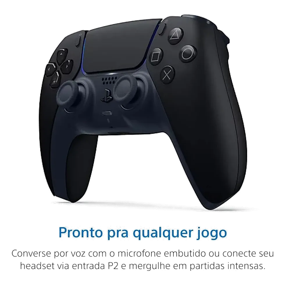 Sony DualSense Midnight Black com D-PAD de cruz para Street Fighter 6 e Mortal Kombat 1