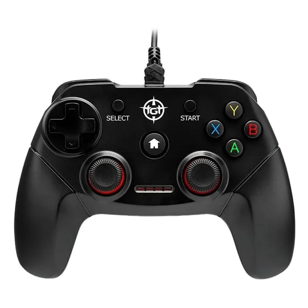 TGT AC130 controle gamepad com fio USB preto compatível com PC e PS3 XInput DInput
