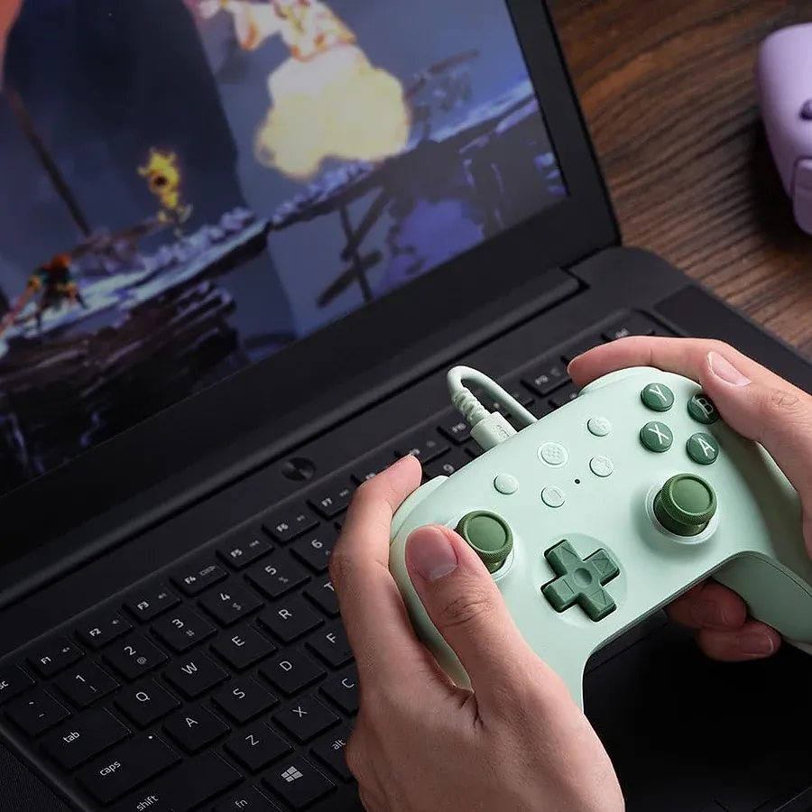 8BitDo Ultimate 2C controle com fio hall effect verde com botões L4 R4 traseiros e USB-C