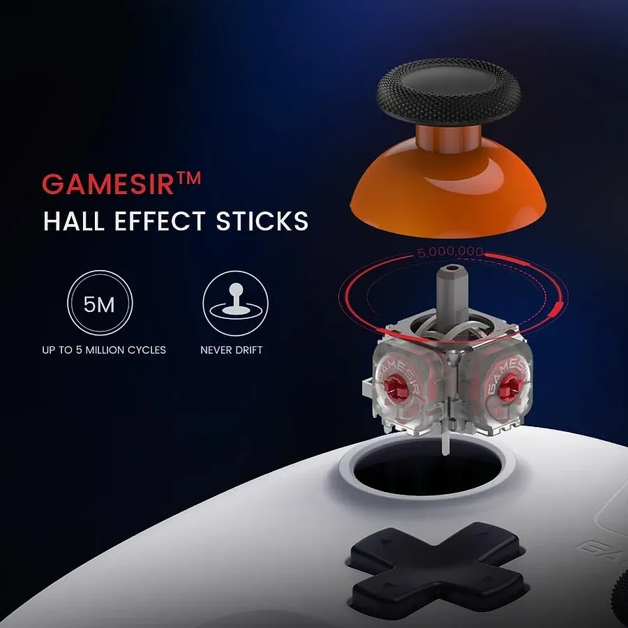 GameSir Nova Lite controle hall effect branco sem fio com dongle 2.4GHz e modo Bluetooth