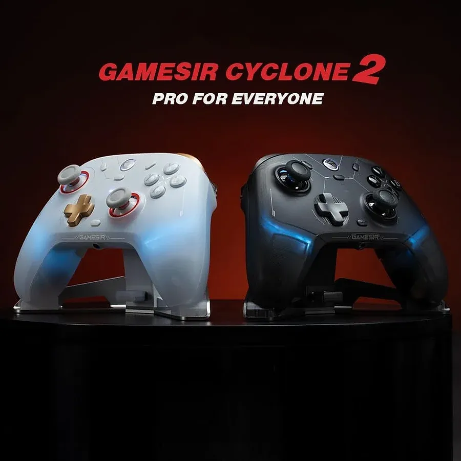 GameSir Cyclone 2 controle sem fio branco com dock de carga e polling rate 1000Hz