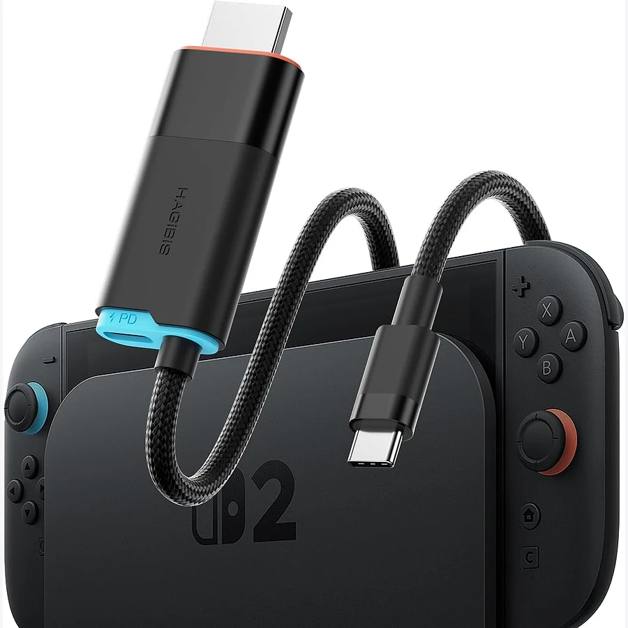 Hagibis dock USB-C compacto para Nintendo Switch 2 com saída HDMI 4K e cabo integrado