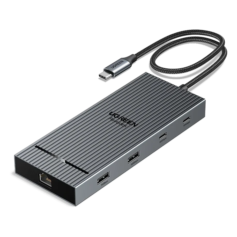 UGREEN Revodok docking station preta com portas HDMI, USB-A e leitor de cartão