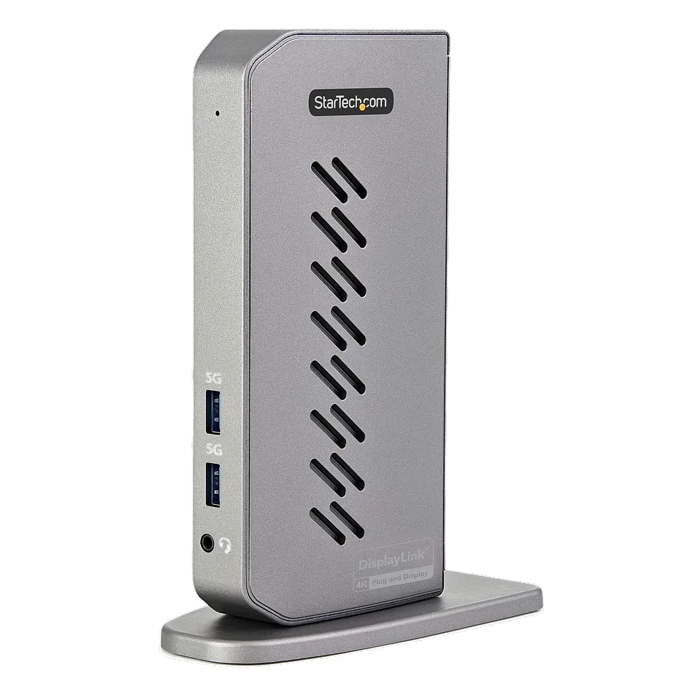 StarTech docking station cinza e preta com seis portas USB-A e saída de vídeo