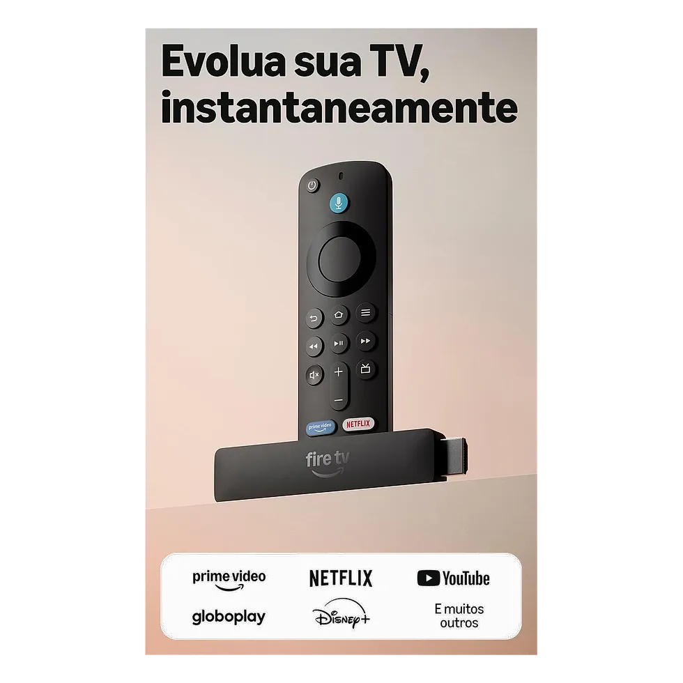 Fire TV Stick HD com controle Alexa para streaming Full HD e jogos na nuvem