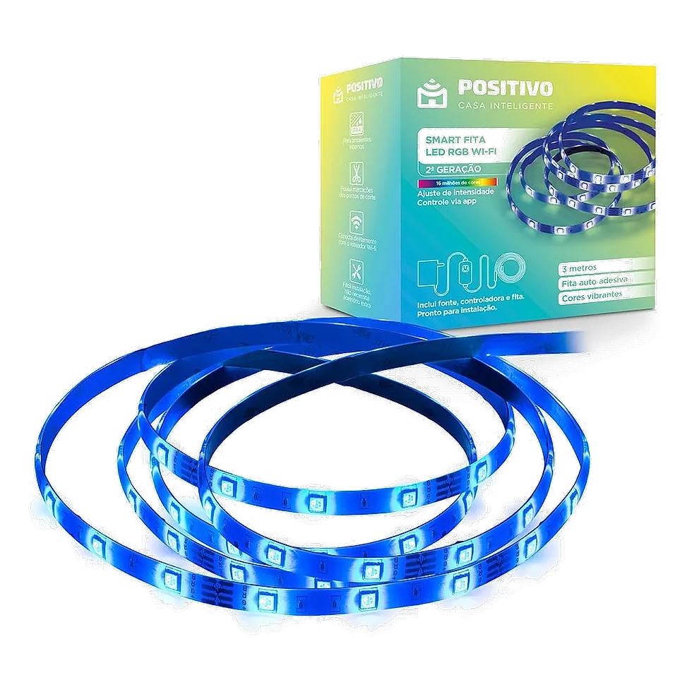 Positivo Casa Inteligente Smart Fita LED RGB Wi-Fi 2ª geração com branco quente e frio
