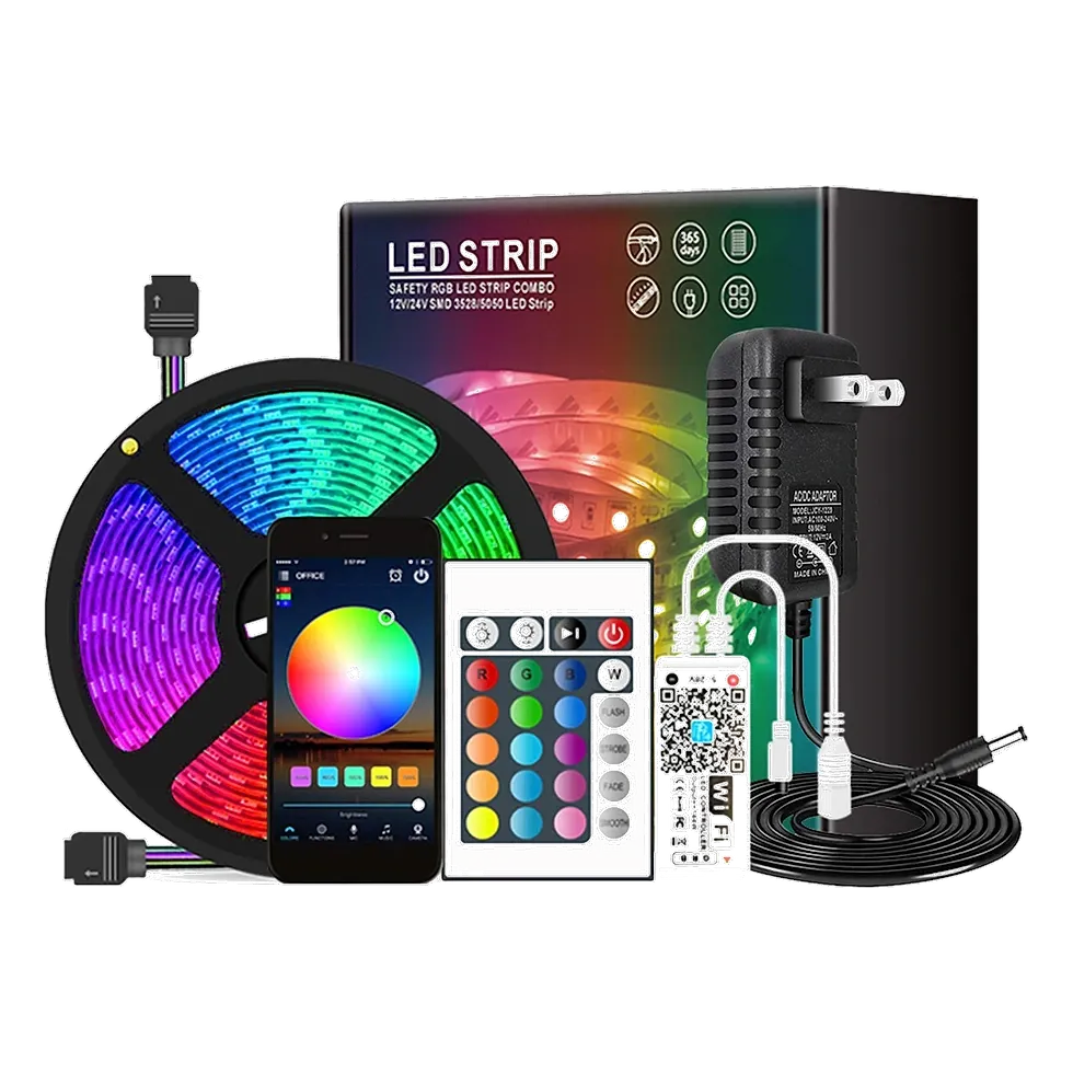 Cucudy fita LED Wi-Fi RGB com controle remoto infravermelho incluído