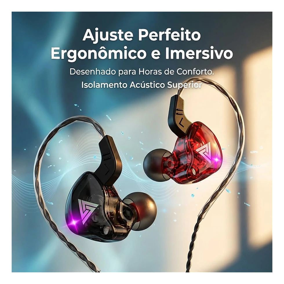 QKZ AK6 preto com cabo P2 fixo e corpo intra-auricular para partidas no celular e PC