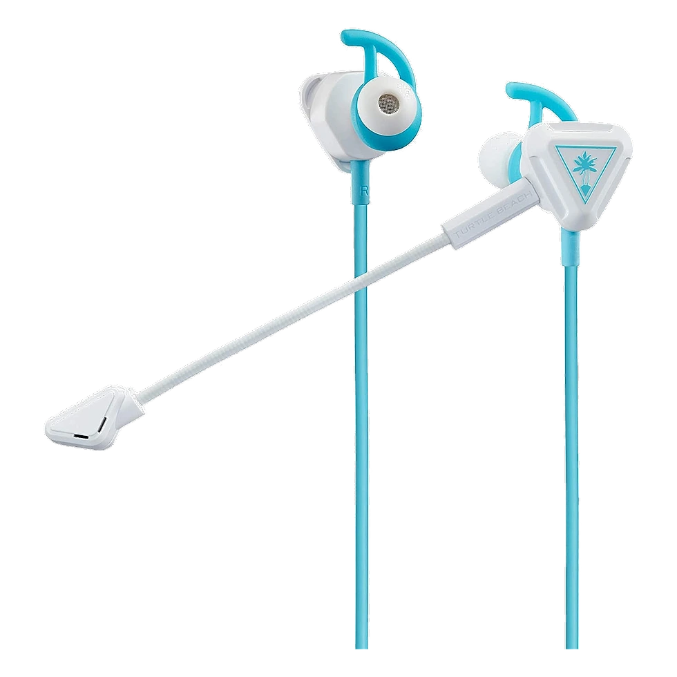 Turtle Beach Battle Buds branco e azul com microfone boom e ponteiras extras