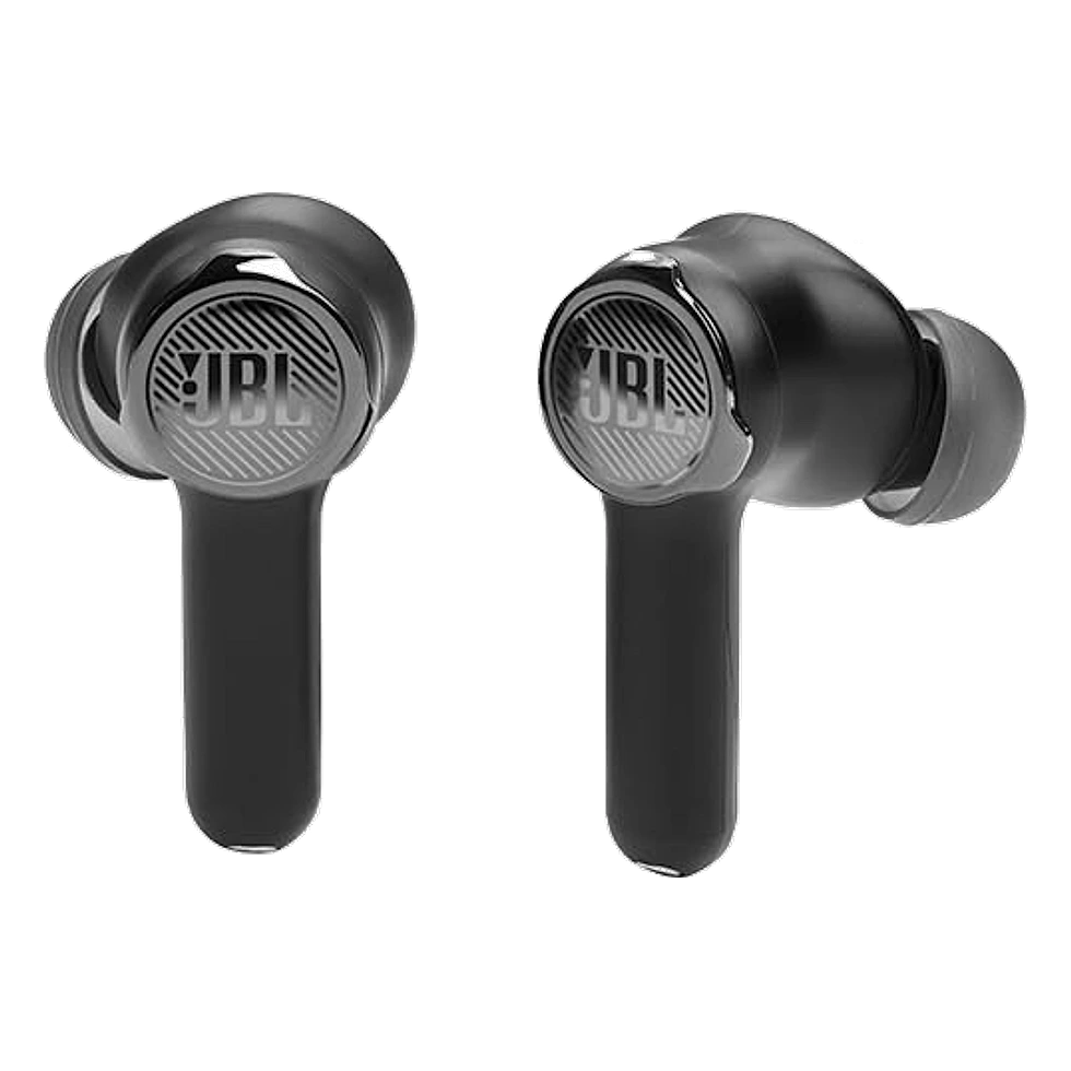 JBL Quantum TWS preto com estojo de recarga e receptor USB-C para conexão sem fio
