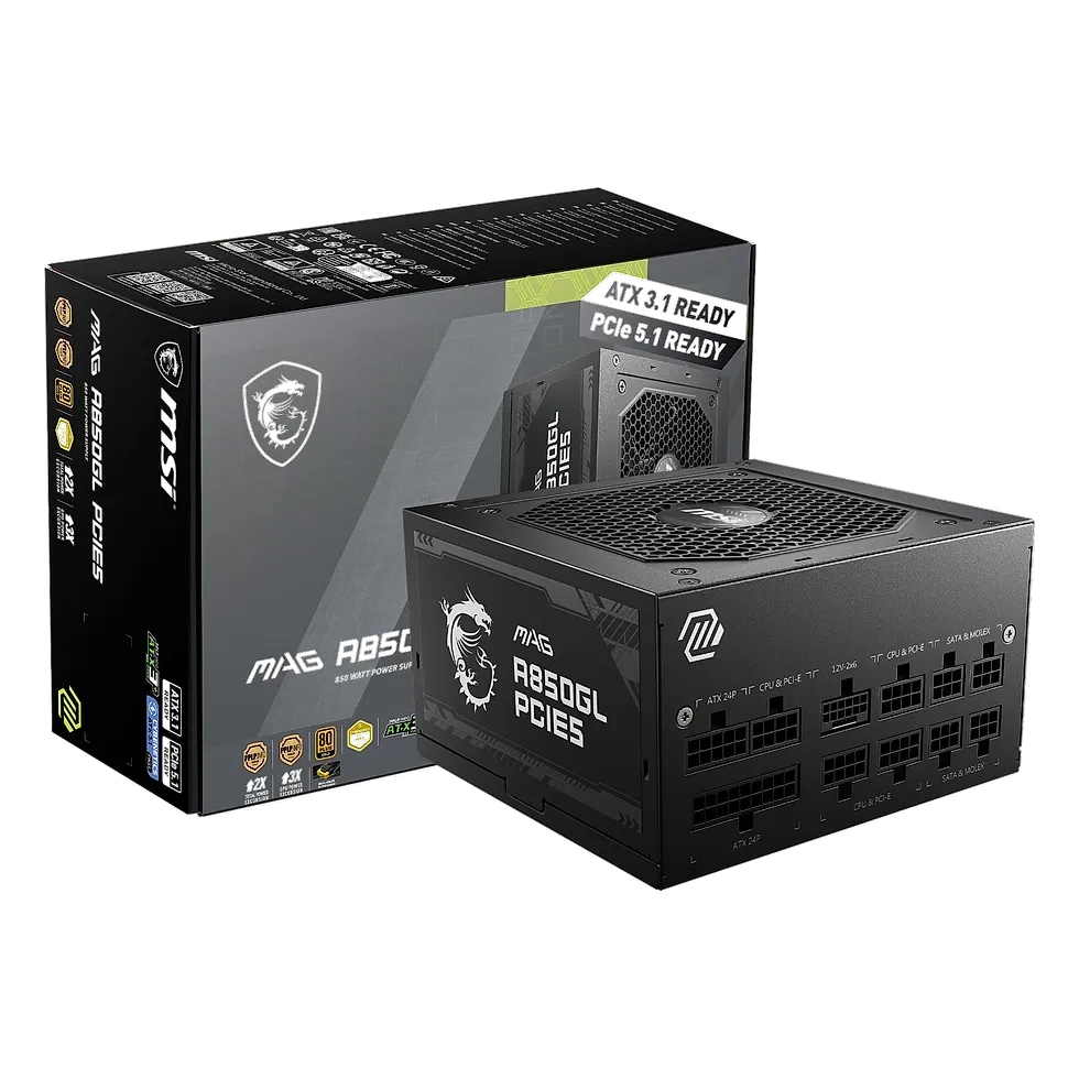 Fonte MSI MAG A850GL 850W full modular 80 Plus Gold com caixa original ATX 3.1 PCIe 5.1