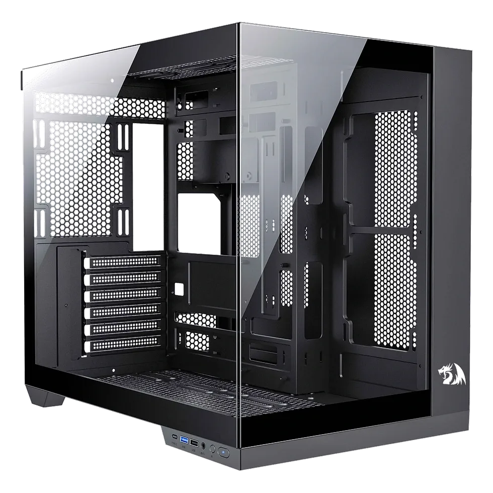 Redragon Wideload Pro, gabinete preto com ventoinhas ARGB visíveis no frontal