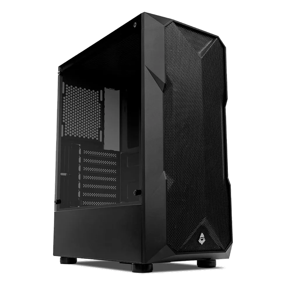 Mancer Dread, gabinete preto com lateral de vidro e três ventoinhas frontais