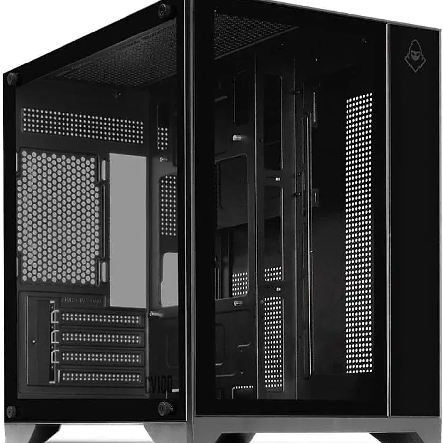 Gabinete Mancer CV100 preto mid tower com painel lateral de vidro temperado