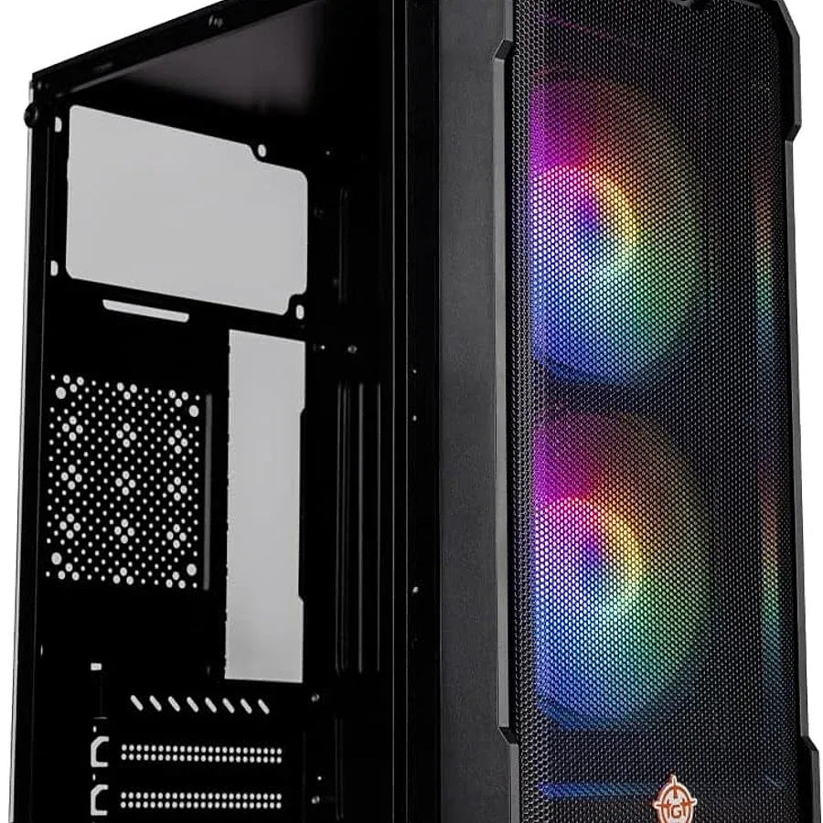 Gabinete TGT Jester mid tower gamer preto com 2 ventoinhas inclusas