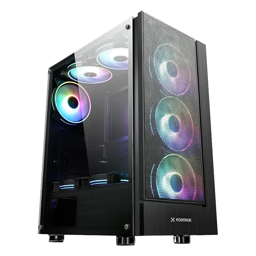 Gabinete Fortrek Cruiser mid tower gamer preto com iluminação RGB
