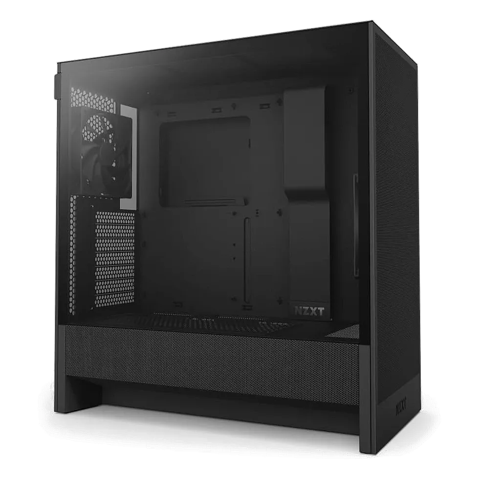 Gabinete NZXT H5 Flow mid tower preto com design minimalista e airflow otimizado