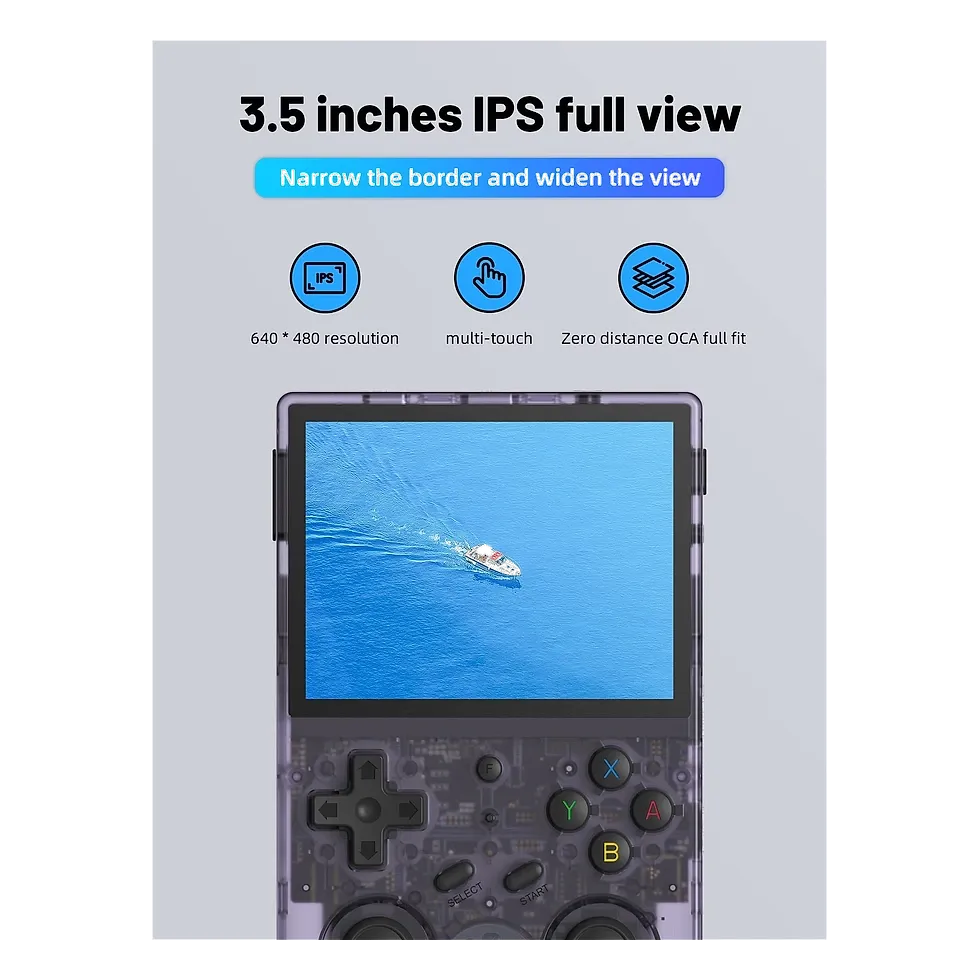 Anbernic RG353V com tela IPS full view de 3,5 polegadas em destaque