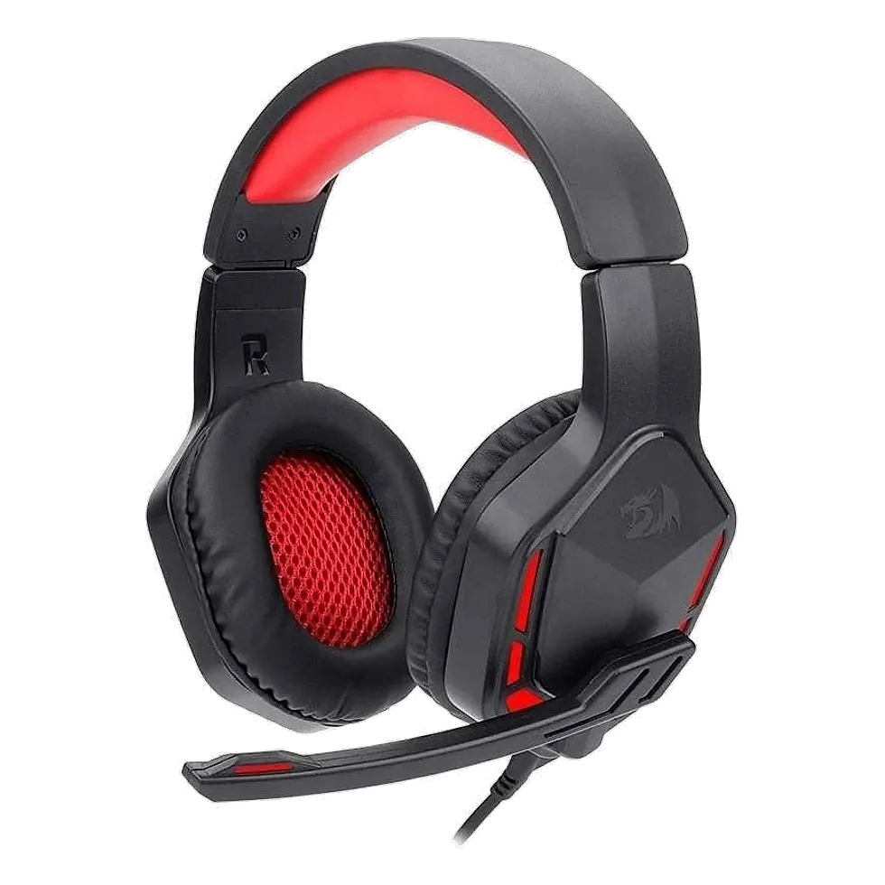 Headset gamer Redragon Themis 2 preto e vermelho com microfone flexível para PC