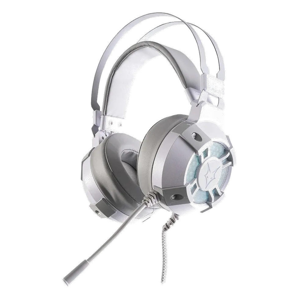 Headset gamer Husky Storm V2 branco com iluminação RGB nas conchas e som 7.1